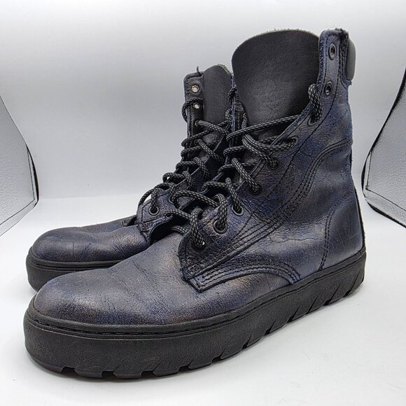 Wolverine 1000 Mile Mens Size 8 Blue Leather Lace Up Boots Casual Vibram Soles - Picture 3 of 14